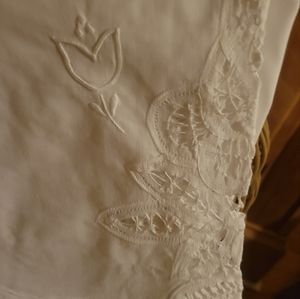 Easter Tablecloth Round 65" with 8 napkins. - Cutwork Embroidery NWT.